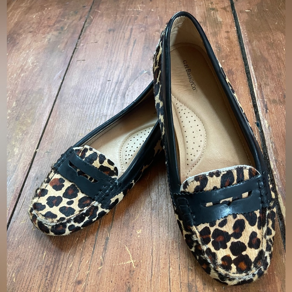 GH Bass Cheetah Print Driving Loafers Size 9